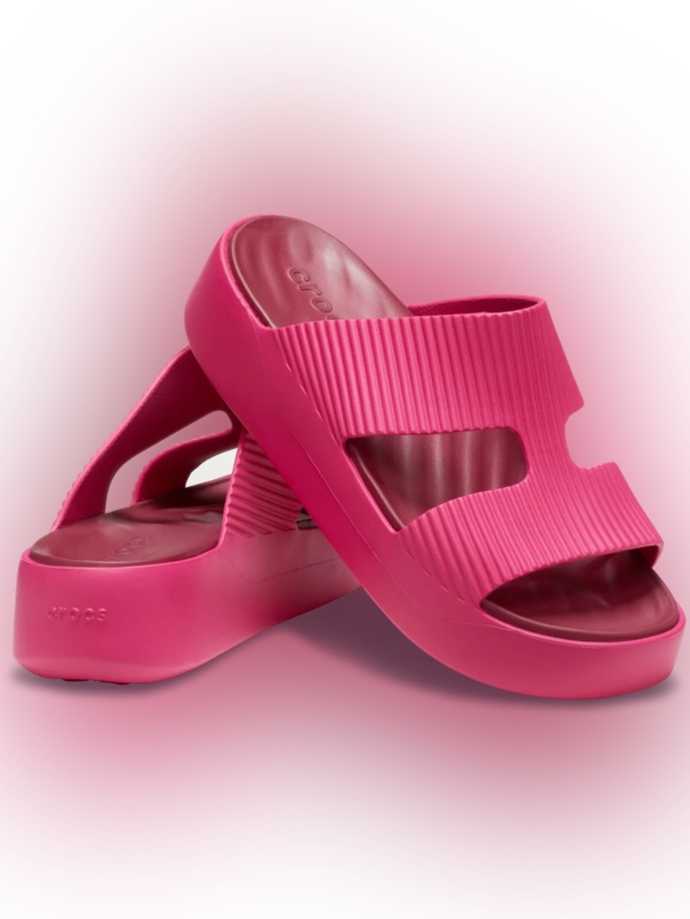 Crocs Getaway Groove Platform H-Strap Sandal, Dragon Fruit Pink, Sz 5 US, NWT